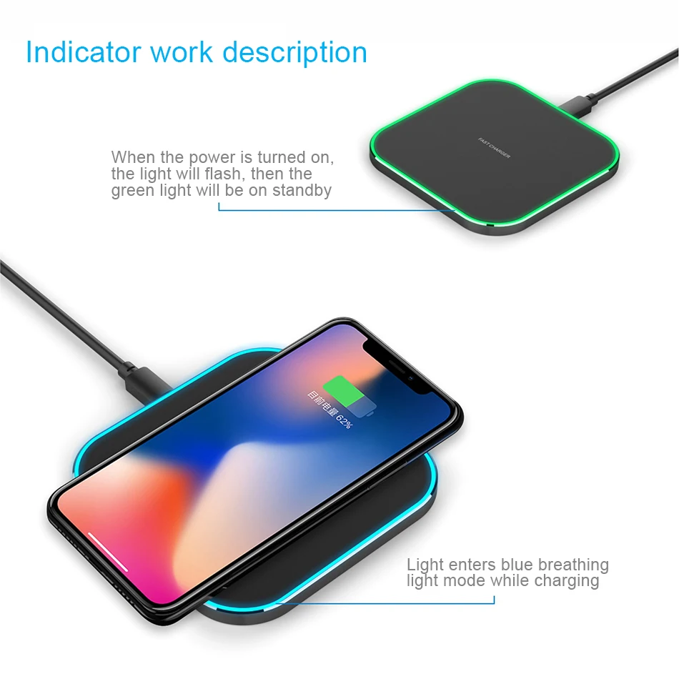 !ACCEZZ 7.5W Portable Qi Wireless Charging For iPhone X 8 XS Max XR Phone Charger 10W For Huawei Samsung Galaxy S9 S8 Plus Note9 (7)