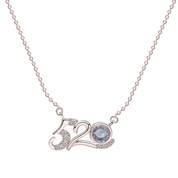 

Lo Paulina S925 Sterling Silver Charming Letter 520 Projection Pendant Necklace With AAA Zircon for mother's day gift Bjoux