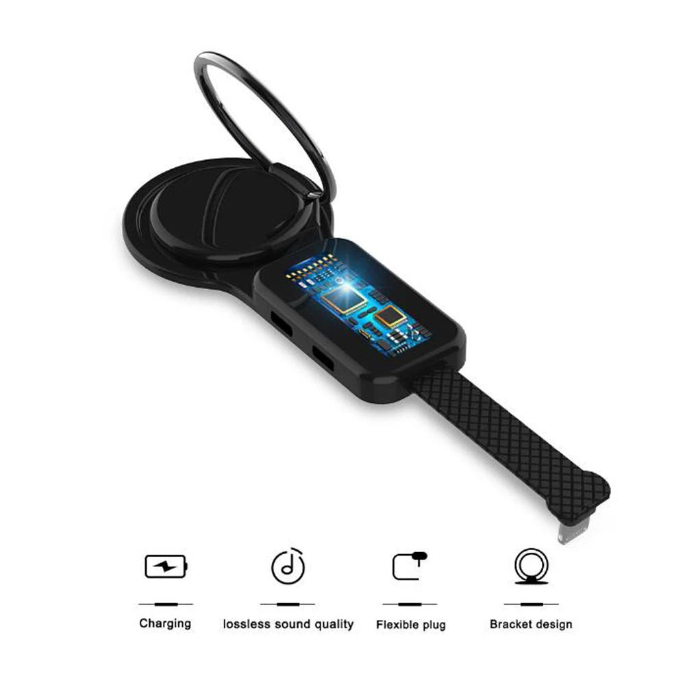 

Magnetic Ring Holder Dual Port 3.5MM AUX Audio Charger Adapter for iPhon 7 8 Plus X XR XS MAX iPAD 4 Headphone Earphone Adapter