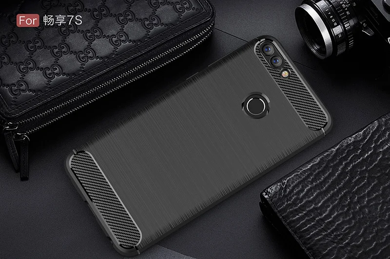 Carbon fiber brushed silicone case huawei p smart (10)