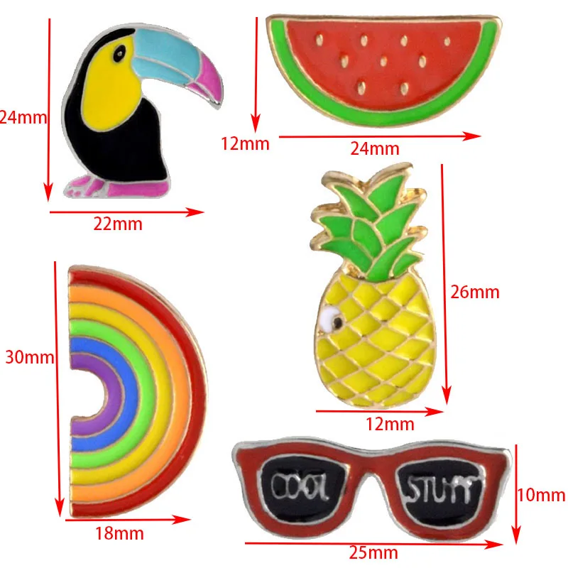 Мультфильм Креативный стиль радужные очки птица фрукты капля масло брошь значок джинсовая куртка украшение для рюкзака ювелирные изделия