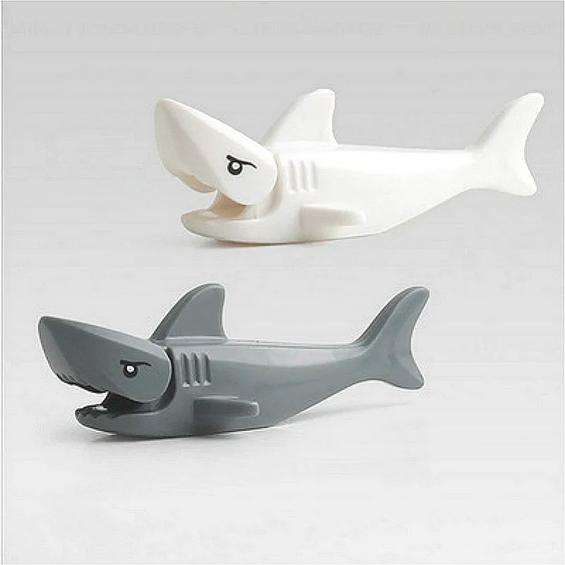 

Lolede Shark Zoo Animal Action Figure Collectible Model Doll Big Particle Kids Baby Bath Toys Compatible with Duplo Gift