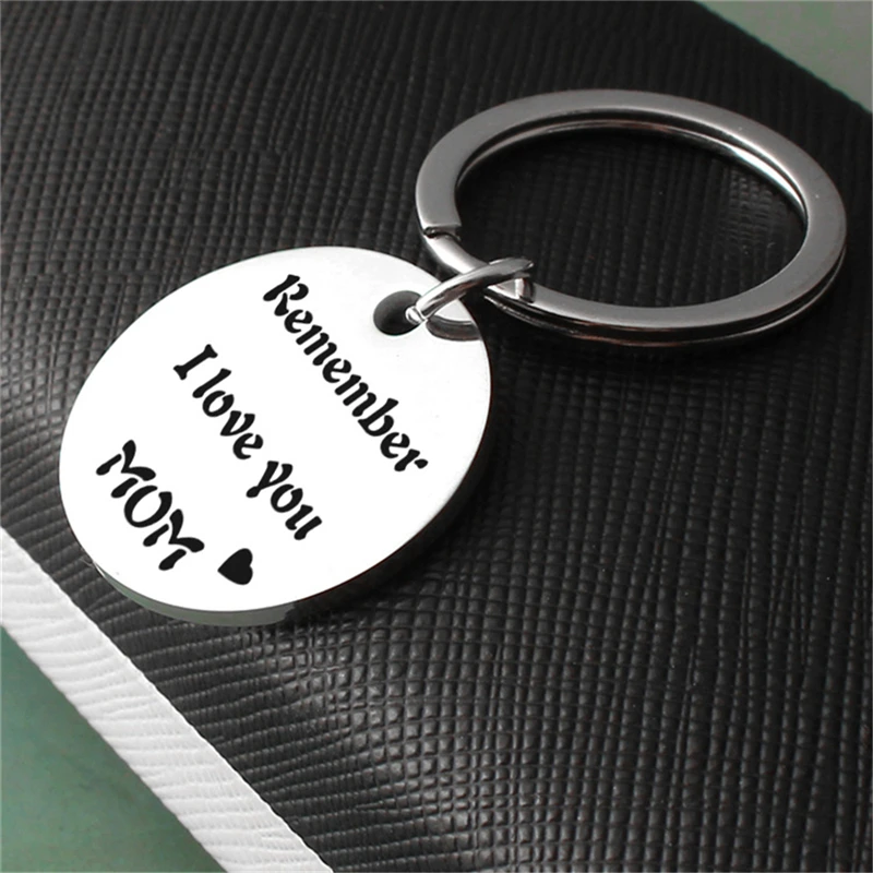 

Heart Ring Mom Keychain "Remember I Love You Mom" Key Chain Keyforb Lettering Charm Mother Gifts DIY Stainless Steel Key Ring