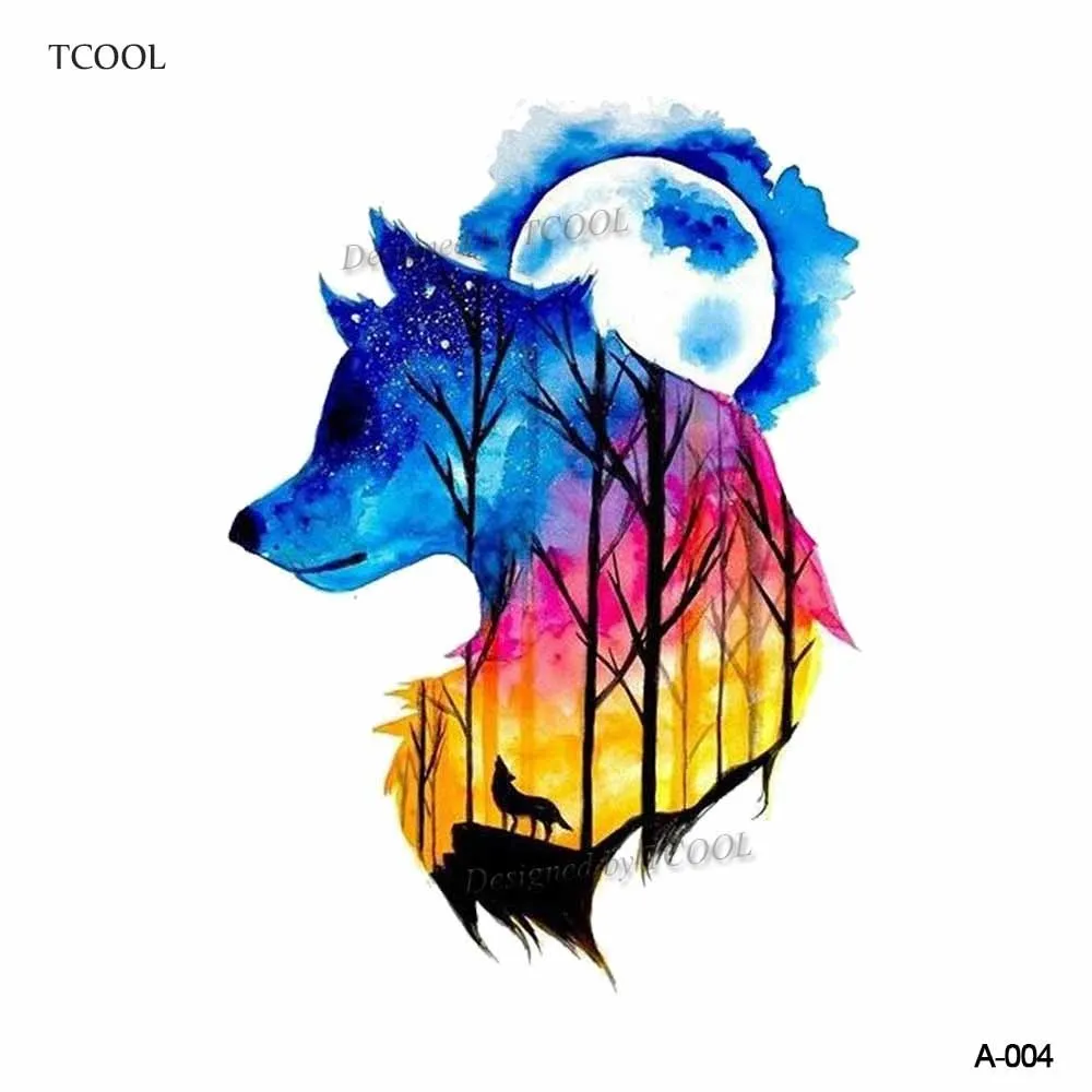 HXMAN المائية الذئب النمر الوشم المؤقت للماء النساء وهمية الاطفال الأطفال اليد الوشم الرجال الجسم الفن 9.8X6 cm a-005