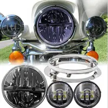 1 шт 7 дюймов фара мотоцикла и 2 шт 4,5 дюймов светодиодные противотуманные фары ближнего света и 1 Скоба для двигателя мотоцикла Davidson