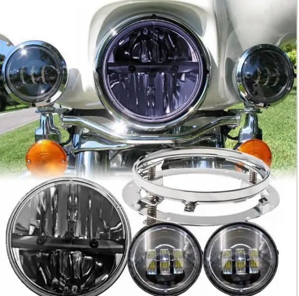 

1X 7inch 30w Led headlight Motor + 2pcs 4.5" LED Fog Light lamp + 1 7" mountinig brackets for motor David son motor