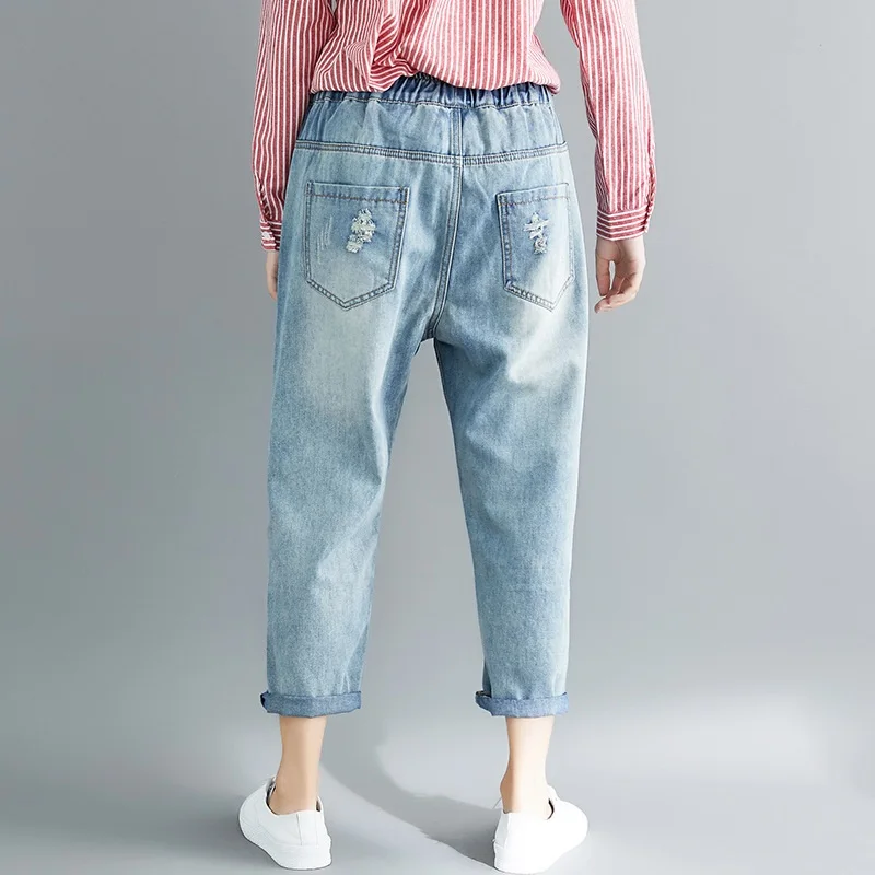 Mom jeans embroidered denim pants trousers boyfriend jeans for women Chinese style rose ladies jeans female 2018 new DD1513 S