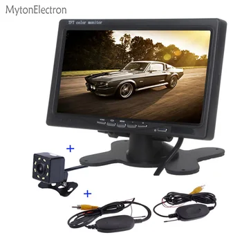 

800*480 Screen 7 inch Car Remote Display DVD Monitor + wireless 8 LED Parking Reversing RearView Backup Reverse Camera
