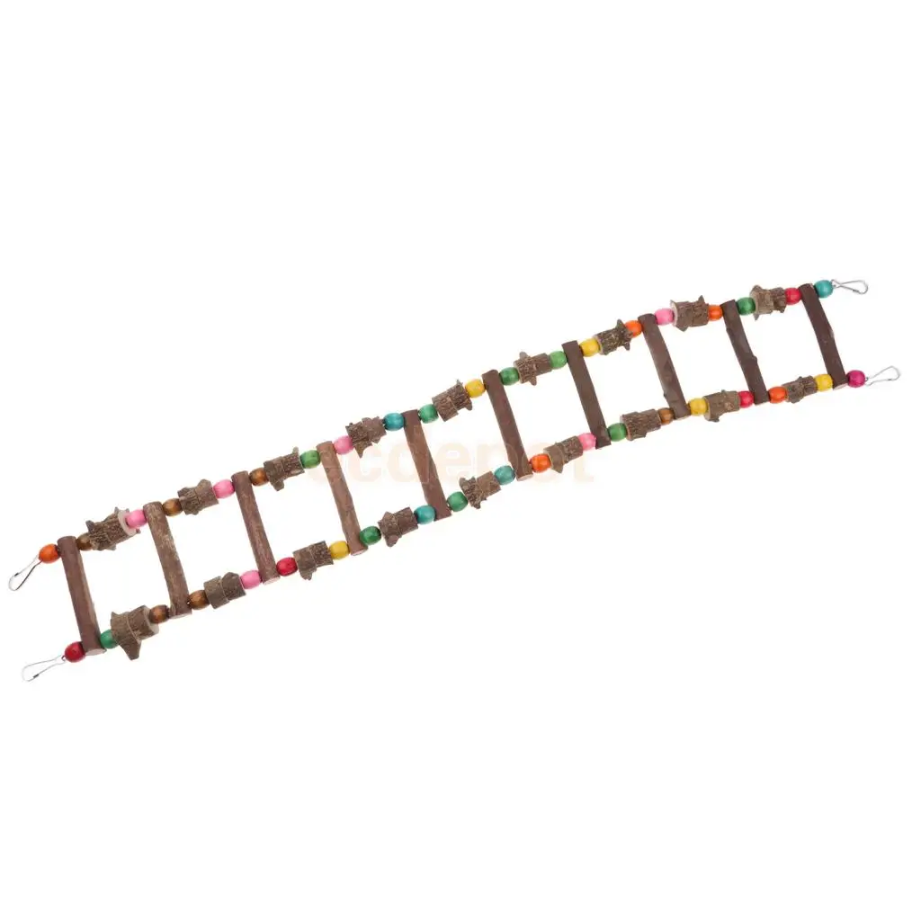 Bird Parrot Rat Hamster Chinchilla Toy, Wooden Ladder Bridge Swing Hanging Ladder Toy for Pet Trainning