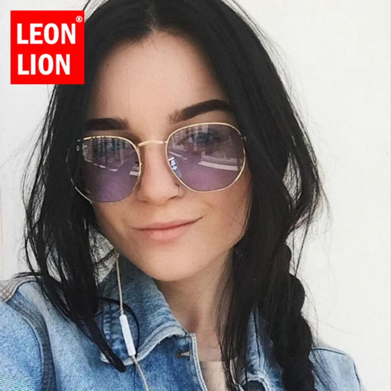 Женские винтажные солнцезащитные очки LeonLion классические зеркальные в ретро