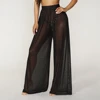 Women See Through Boho Wide Leg High Waist Trousers Beach Long Loose Mesh Sheer Pants Hot 1