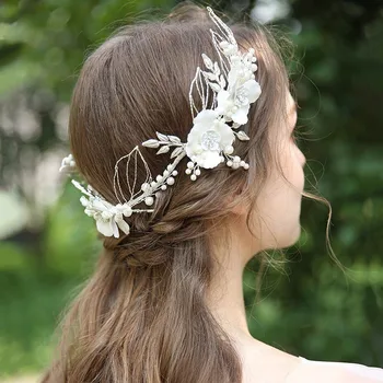 

Trendy Tiara Alloy white Flower Hairband Wedding Tiaras Headband Women Headpiece Bridal Hair Accessories prom jewelry