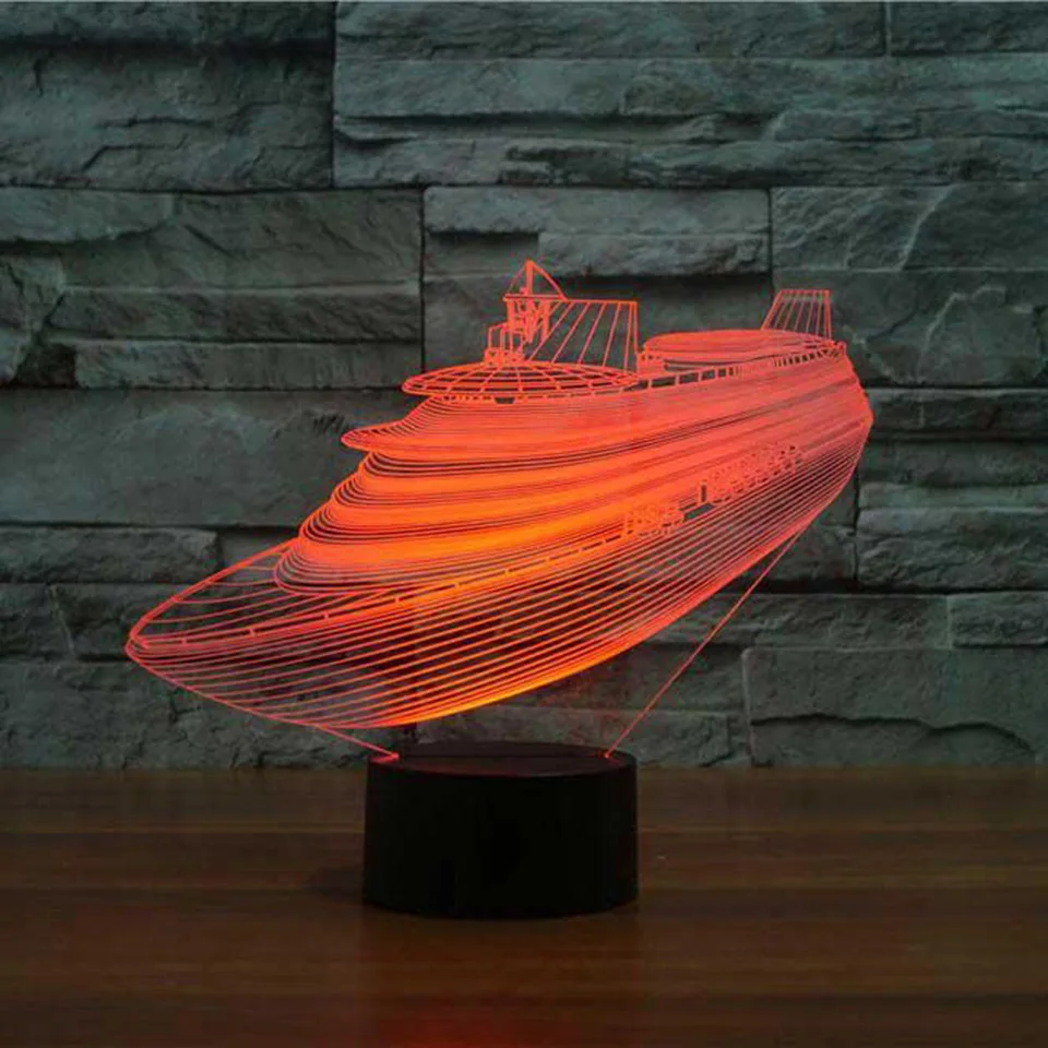 7 Color Changing 3D Led Cruise Yacht Modelling Desk Lamp Bedside Vision