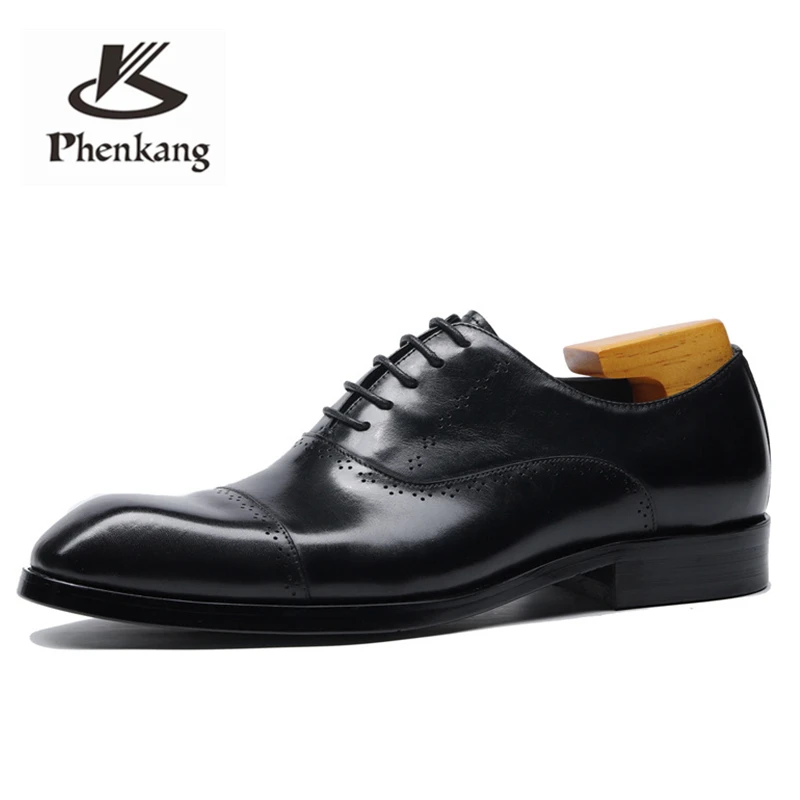 Mens formal shoes Genuine leather oxford shoes for men dressing wedding men's brogues office shoes lace up male men shoes 2020 Mens formal shoes Genuine leather oxford shoes for men dressing wedding men's brogues office shoes lace up male men shoes 2020