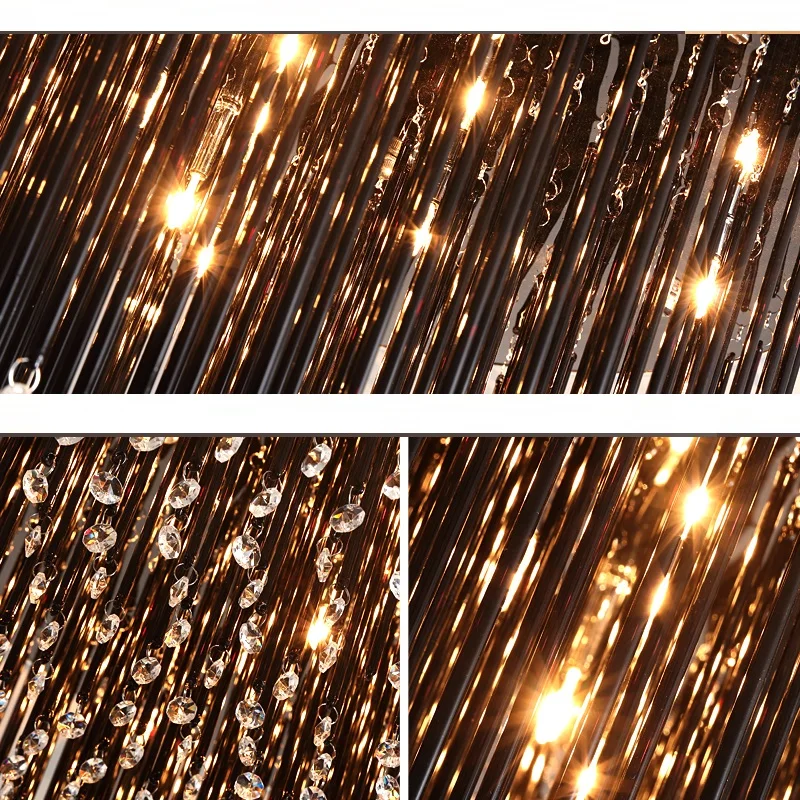 Luminárias de Teto de Cristal Conduziu a Lâmpada do Teto Quarto de Luxo Sala de Estar Preto Lampara Techo Plafondlamp Rodada Lustre 4 Cheap Luzes de teto