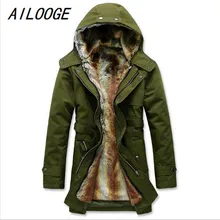 AILOOGE мужские пальто с капюшоном с бархатом, зимняя ветровка, утолщенные мужские пуховики и парки, пальто в европейском и американском стиле