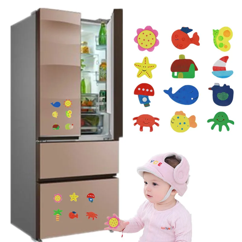 12pcs/lot Wooden Refrigerator Fridge Stickers Animal Cartoon