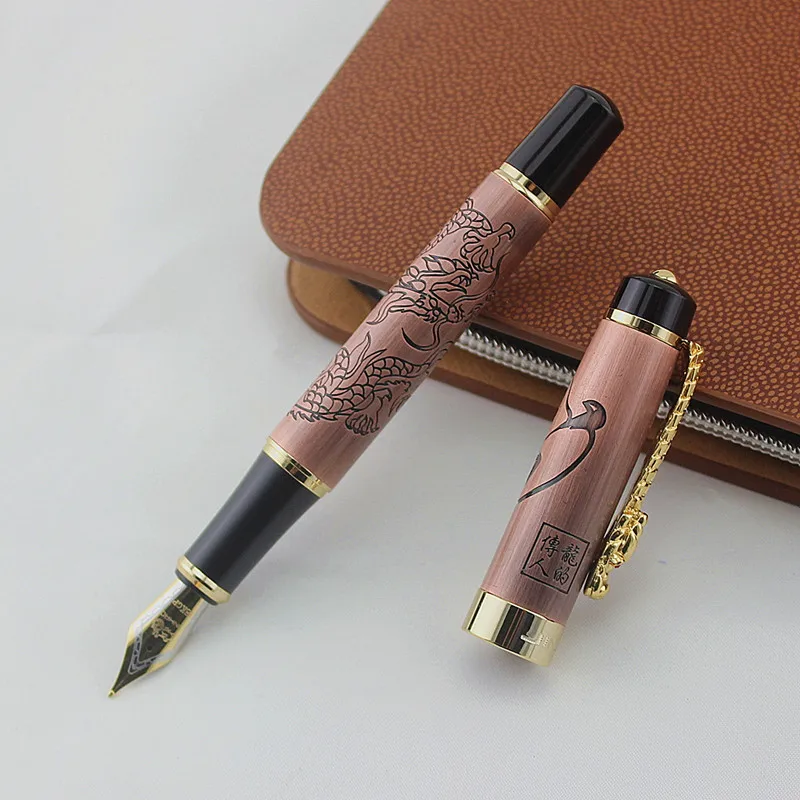 

JINHAO Luxury Eastern Dragon Dragon ancient red Fountain pens office Business school writing pen