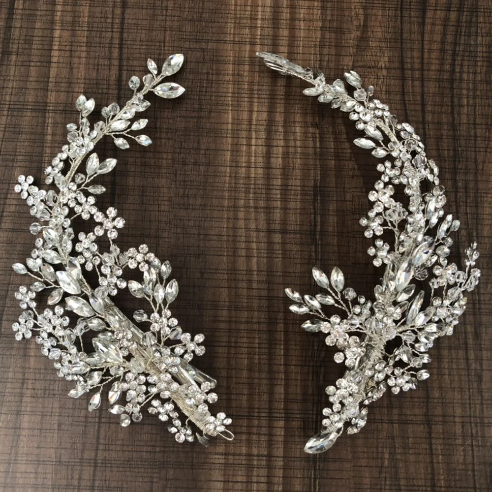 LuxuryCrystalBridalHeadpieceBarrettesHairClipsVineRhinestone