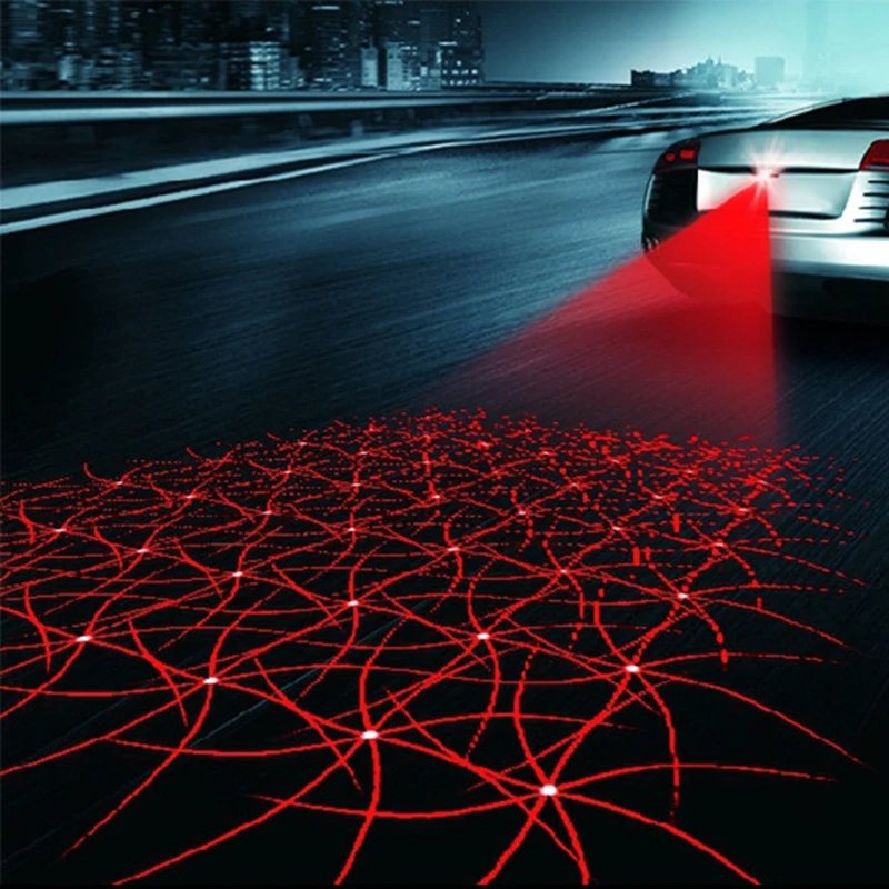 

LED Car Motorcycle Laser Fog Light Anti Collision Tail Lamp Auto Moto Braking Parking Signal Warning Lamps Universal Car-styling