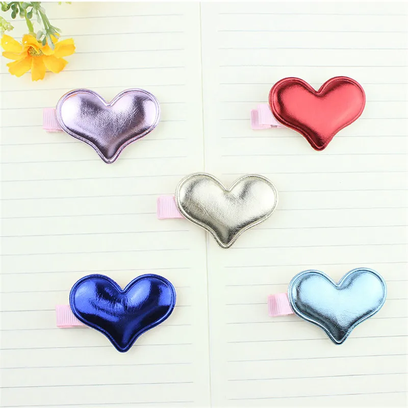 Heart shaped Smooth surface Solid Hair Bow Cute Boutique Hairpins Barrettes Hair Accessory Girl (5)