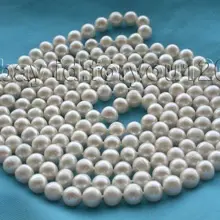 6" высокий глянец природный 10 мм круглый белый жемчужное ожерелье( A0322
