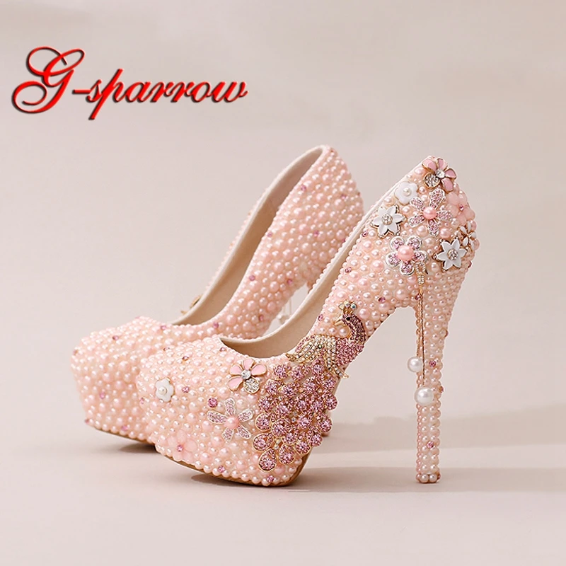 Pearl Phoenix Bride Dress Shoes Gorgeous Design Rhinestone Wedding