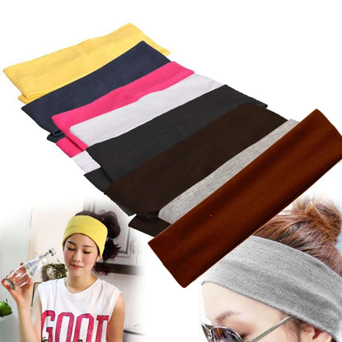 Лидер продаж головные повязки для йоги спортивная эластичная повязка на голову, комплект из 2 предметов, спортивные принадлежности для