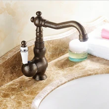 Ванная комната кран Античная римские античная бронза латунь Отделка кран для раковины, кран для раковины, кран с керамическая Одиночная ручка водопроводные краны FES-6744