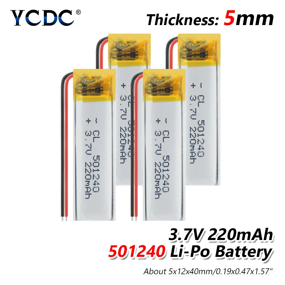 Полимерная батарея 220mAh 3 7 V динамики литий ионная 501240 умный дом MP3 для dvr gps mp3 mp4 DVD