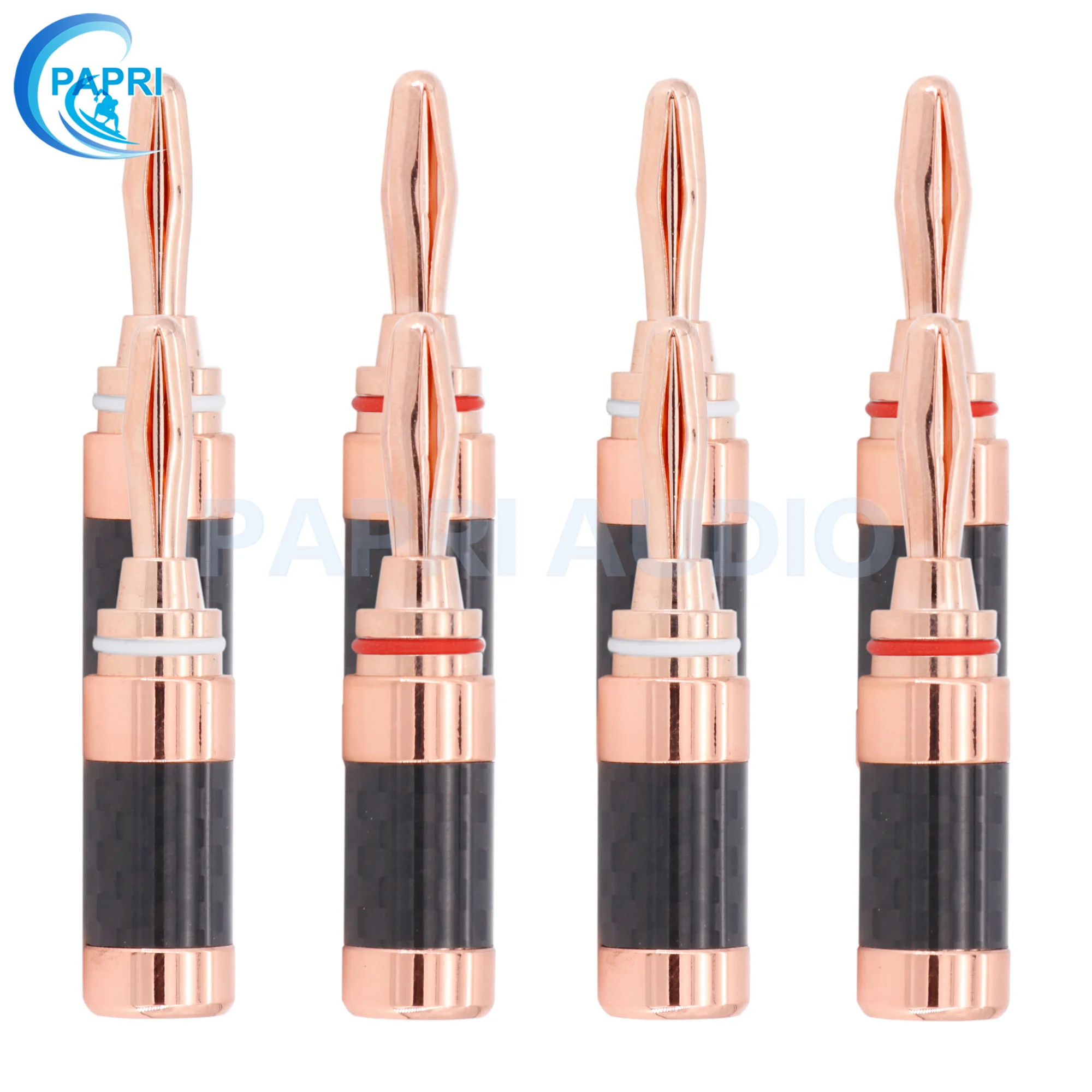 

PAPRI 8/12PCS Carbon fiber Speaker Banana Plug Connector Pure Brass+Copper Plated Speaker Adapter Audio Video Banana Connectors