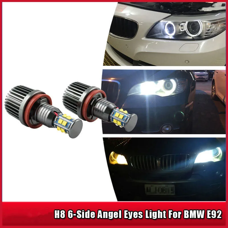 

Mayitr 2PCS/Set 2*120W 240W H8 Angel Eyes Marker LED Chips Light Bulb 8000LM White Lamp for BMW 1 3 5 Series E82 Coupe E90 E92