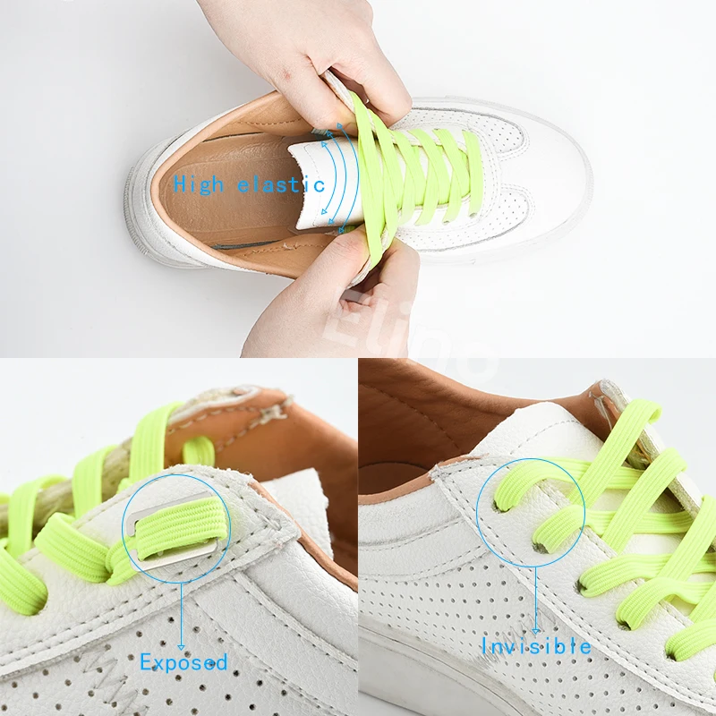 Elino Fashion Elastic Rubber Lazy Shoelace No Tie Buckle Locking Laces Running Sneaker Canvas Shoes Shoestrings