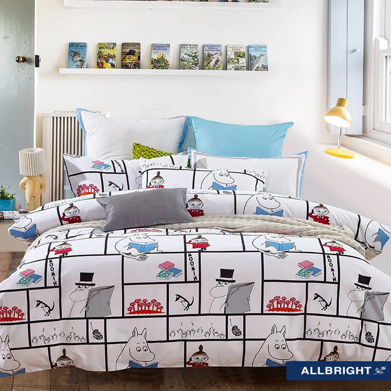

2017 lovely Allbright love flannel bedding set of four pieces Cartoon cotton bedsheets series 100% pure cotton