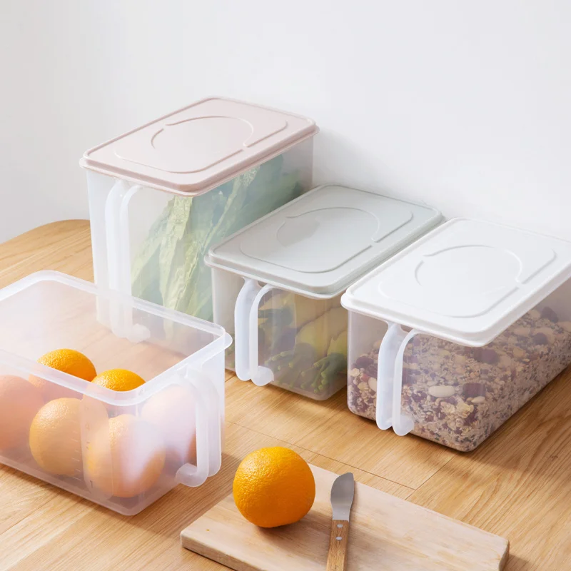Крытая пластиковая коробка для хранения фруктов для холодильника, бытовая прямоугольная коробка для хранения овощей
