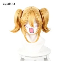 Ccutoo ресторан в другой мир алетта 35 см Золотой желтый короткие прямые синтетические парик для студенческой вечеринки с чипом хвостик