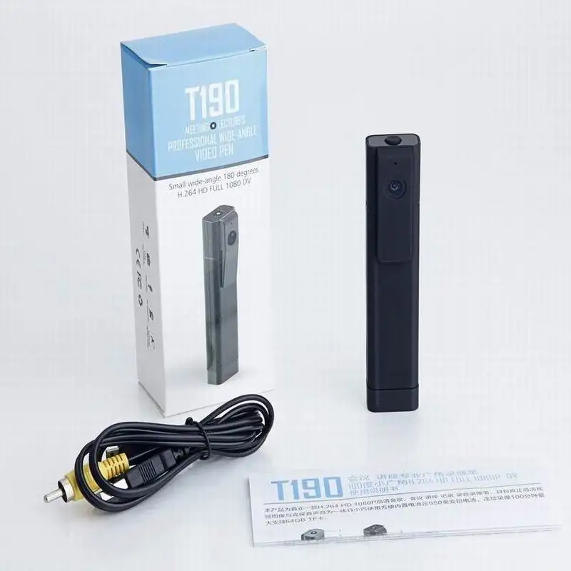 

Professional 180 Wide-angle Video Recorder Pen Mini Camera DV T190 TV Out Meeting Voice Recorder Support 128GB Memory Card