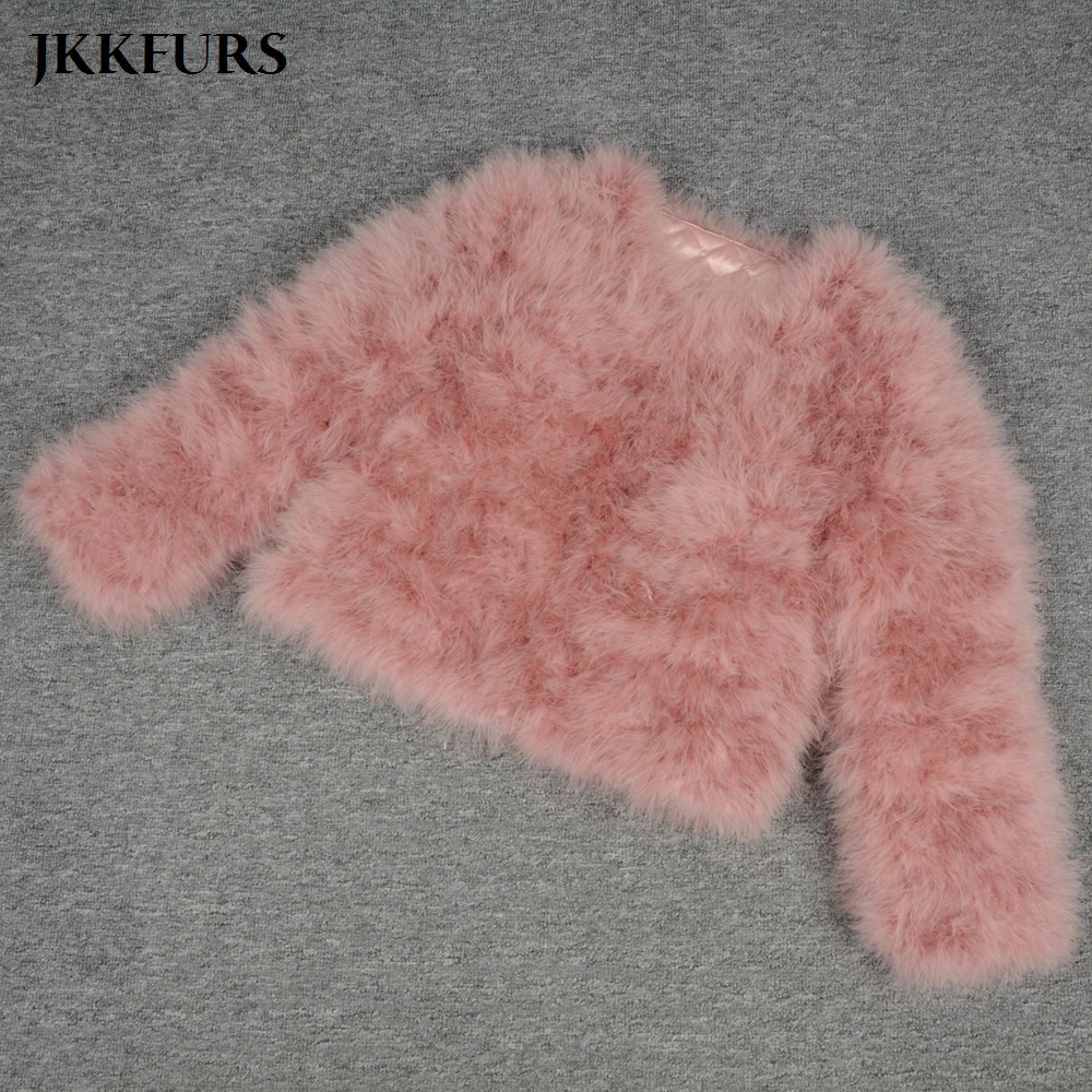 Женское пальто с перьями страуса JKKFURS теплая зимняя куртка из натурального меха