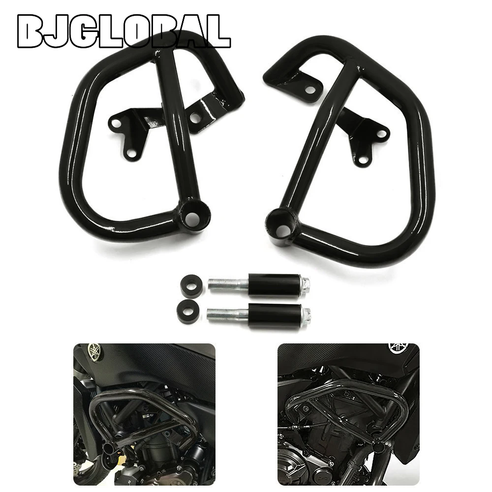 

BJGLOBAL Motorcycle Engine Guard Crash Bar Frame Protector For Yamaha MT07 2013-2017 FZ07 2015-2017 Black