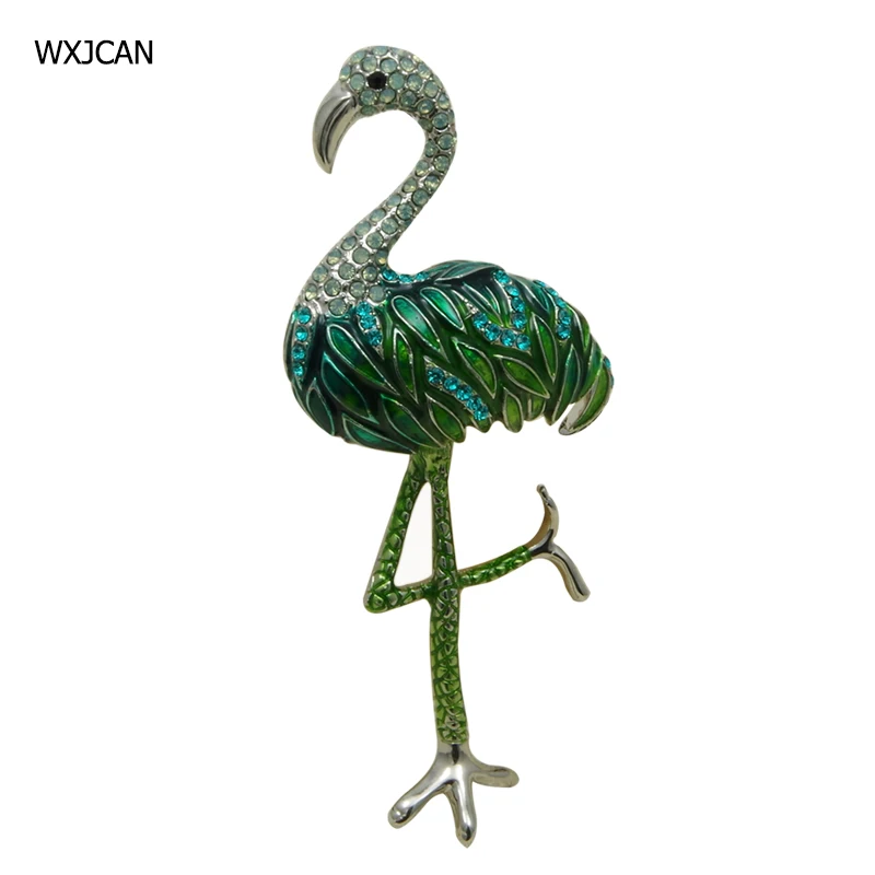 

WXJCAN Unique flamingo brooches bird Micro-rhinestone enamel brooch and pendant Scarf buckles dress suit clothes jewelry B5676