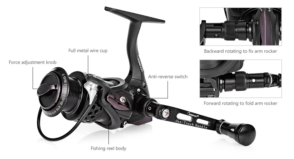 COONOR SA11 11 + 1BB 5.5:1 Lightweight Spinning Fishing Reel with Foldable Handle