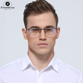 

EE Men's Titanium Glasses Myopia Glasses Frame Men Computer Eyeglasses Frames Gold Half-frame Glasses