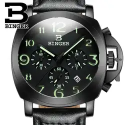 Швейцария роскошный бренд Бингер кварц Relogio Masculino Многофункциональный Военная Stop Glowwatch Diver мужской часы B9015-4