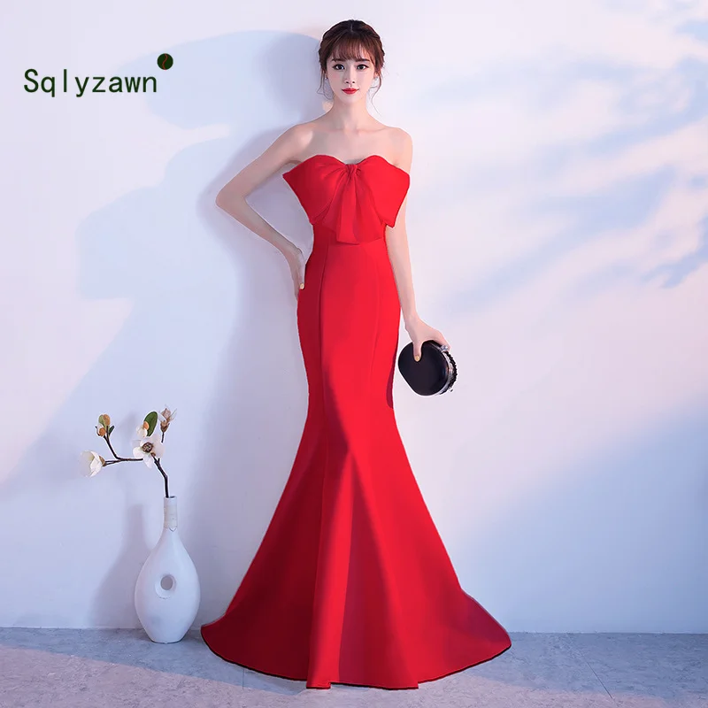 Бургундия без бретелек Vestido De Festa вечернее длинное платье винтажные оборки бант с