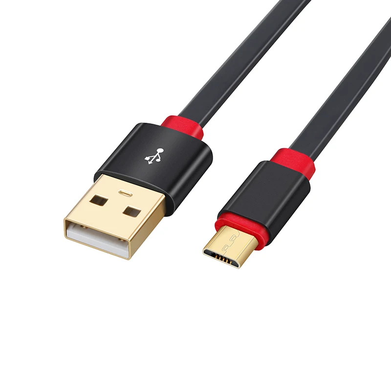 Lungfish Micro USB кабель 2,0 зарядное устройство и синхронизация 2 в 1 плоский дизайн 0,3 м 1 м 1,5 м 2 м 3 м для телефонов Android для Lenove/MP3 - Цвет: Черный