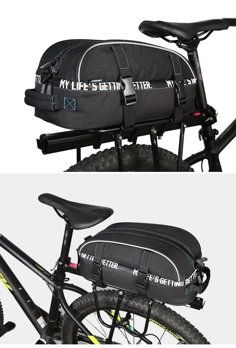 Clearance ROSWHEEL New Bicycle Carrier Bag 8L Rack Trunk Double Layer Bike Luggage Pannier Cycling Storage Handbag Shoulder Strip 141416 6