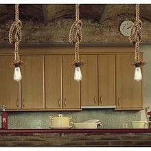 Retro Country Loft Style Edison Bulb Vintage Industrial Pendant Light Lamp with Hemp Rope vintage pulley pendant light lamp vintage industrial retro pendant light e27 edison retro loft industrial lamp