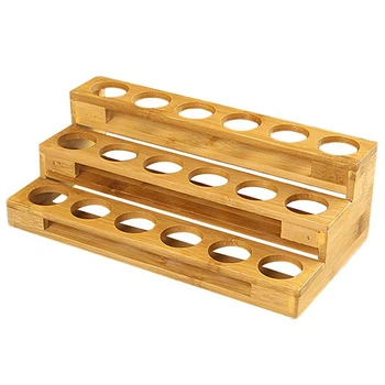 

18 Holes Bamboo Essential Oil Display Wooden Stand Rack Perfume Nail Polish Storage Tray Aromatherapy Organizer