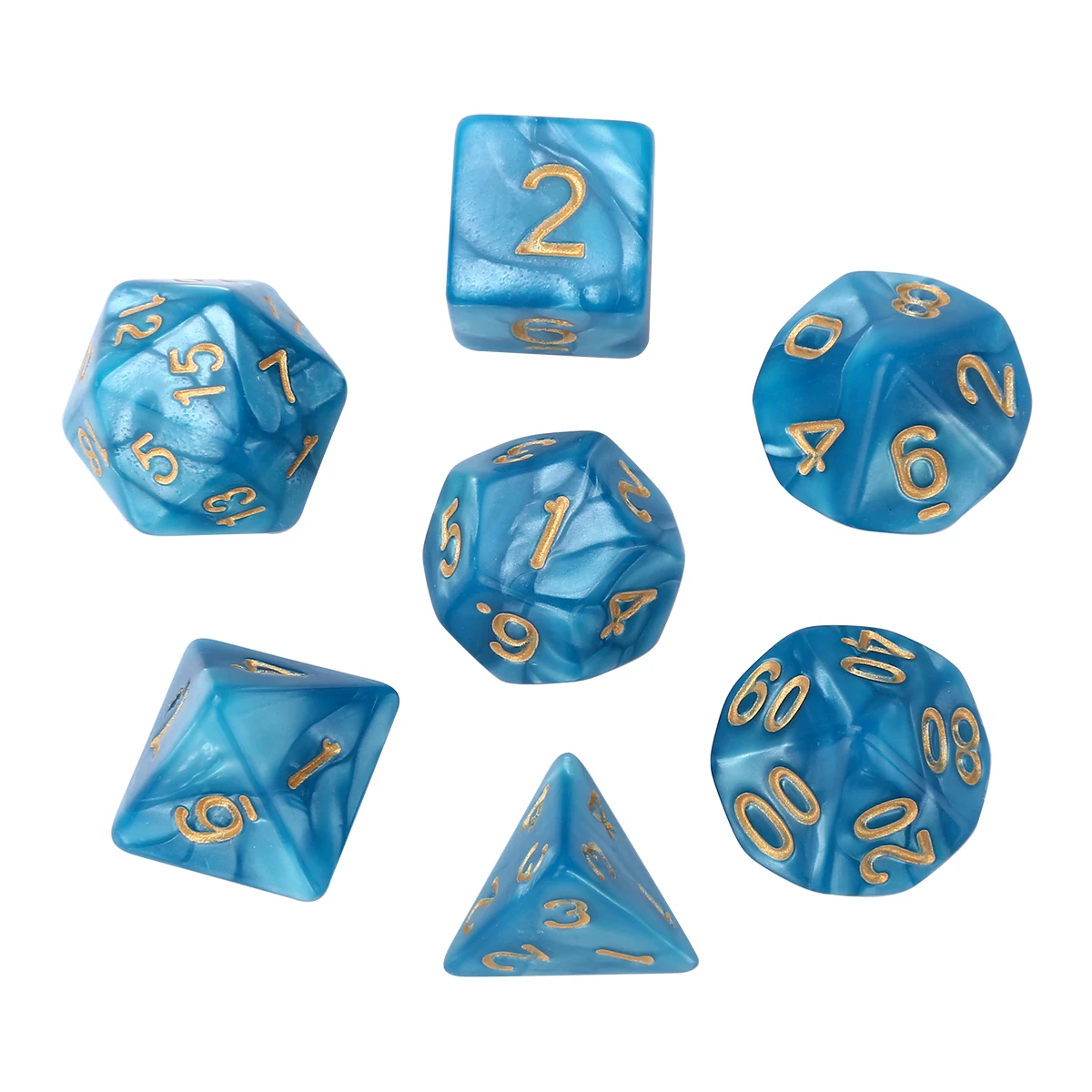 Funny Dices 7x Blue 16mm Polyhedral Dice for Dungeons and Dragons Dice DND RPG Games Tool Dices