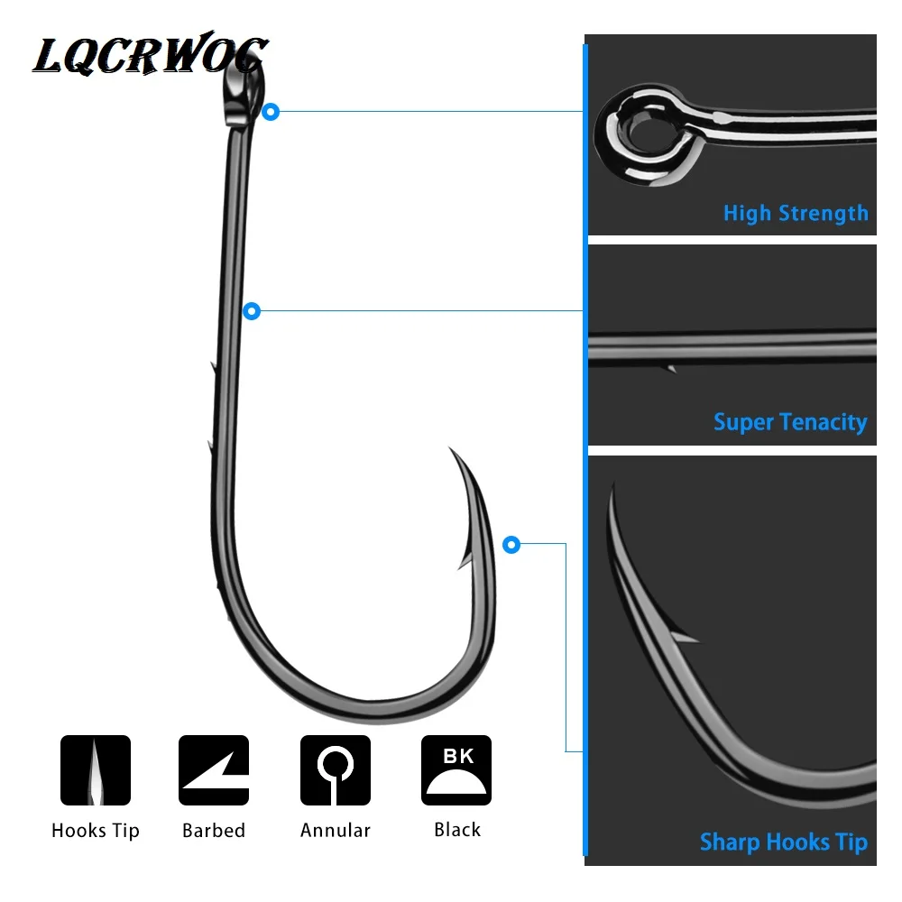50pcs/lot fishing hooks Single hook saltwater carp fish jig open ring circle anzuelos de pesca With holes barbed treble string